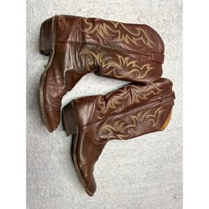 Nocona Vintage Mens Brown Leather Western Cowboy Boots Made in USA Size 8.5 D